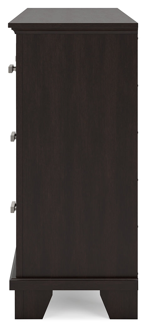 Covetown Twin Panel Bed with Dresser in Dark Brown from Ashley Furniture - Luna Furniture