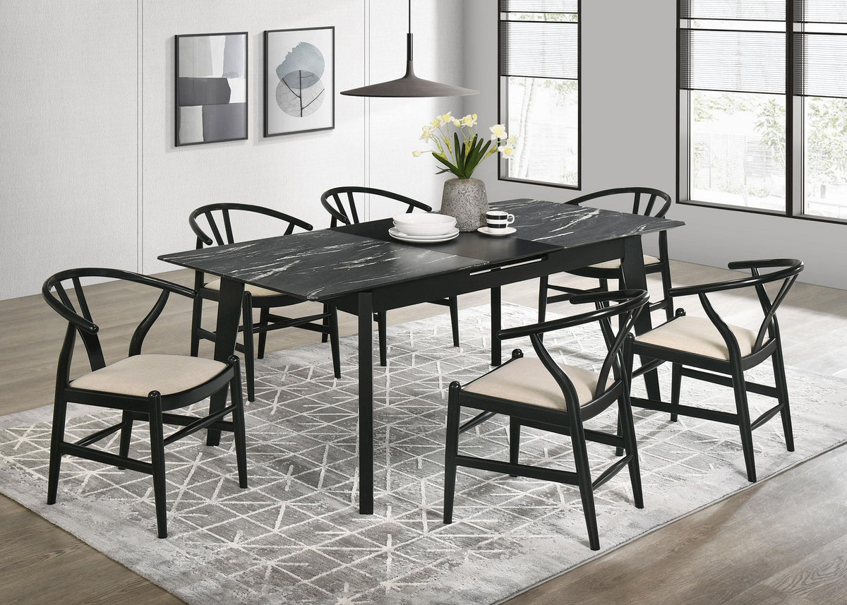 Crestmont Black 7-Piece Dining Set with Extension Leaf from Coaster - Luna Furniture