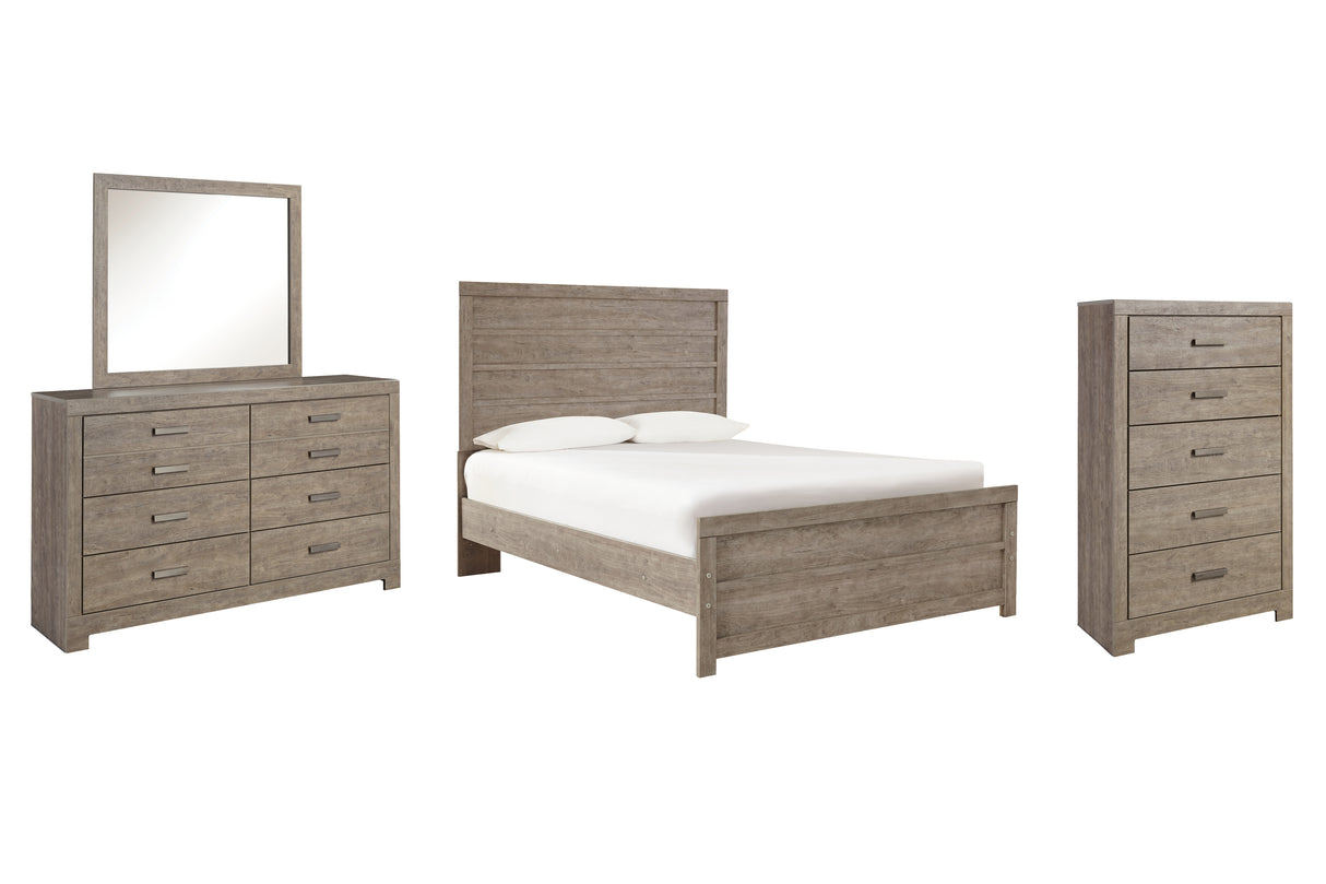 Culverbach Full Panel Bed with Mirrored Dresser and Chest in Gray from Ashley - Luna Furniture