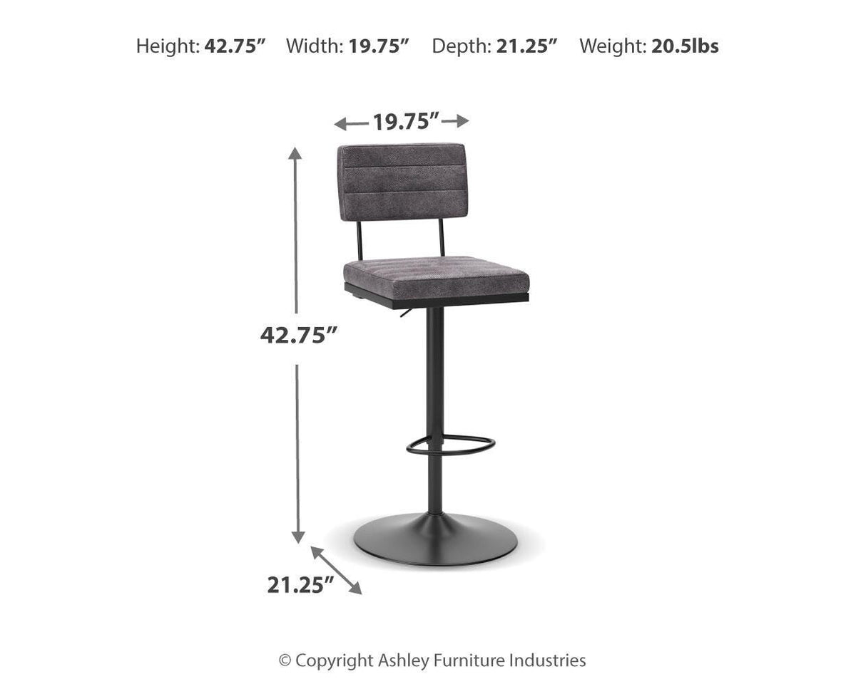 Strumford Gray/Black Bar Height Barstool, Set of 2 from Ashley - Luna Furniture