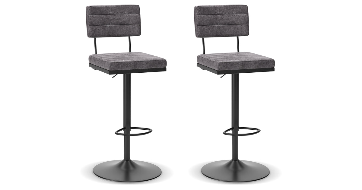 Strumford Gray/Black Bar Height Barstool, Set of 2 from Ashley - Luna Furniture