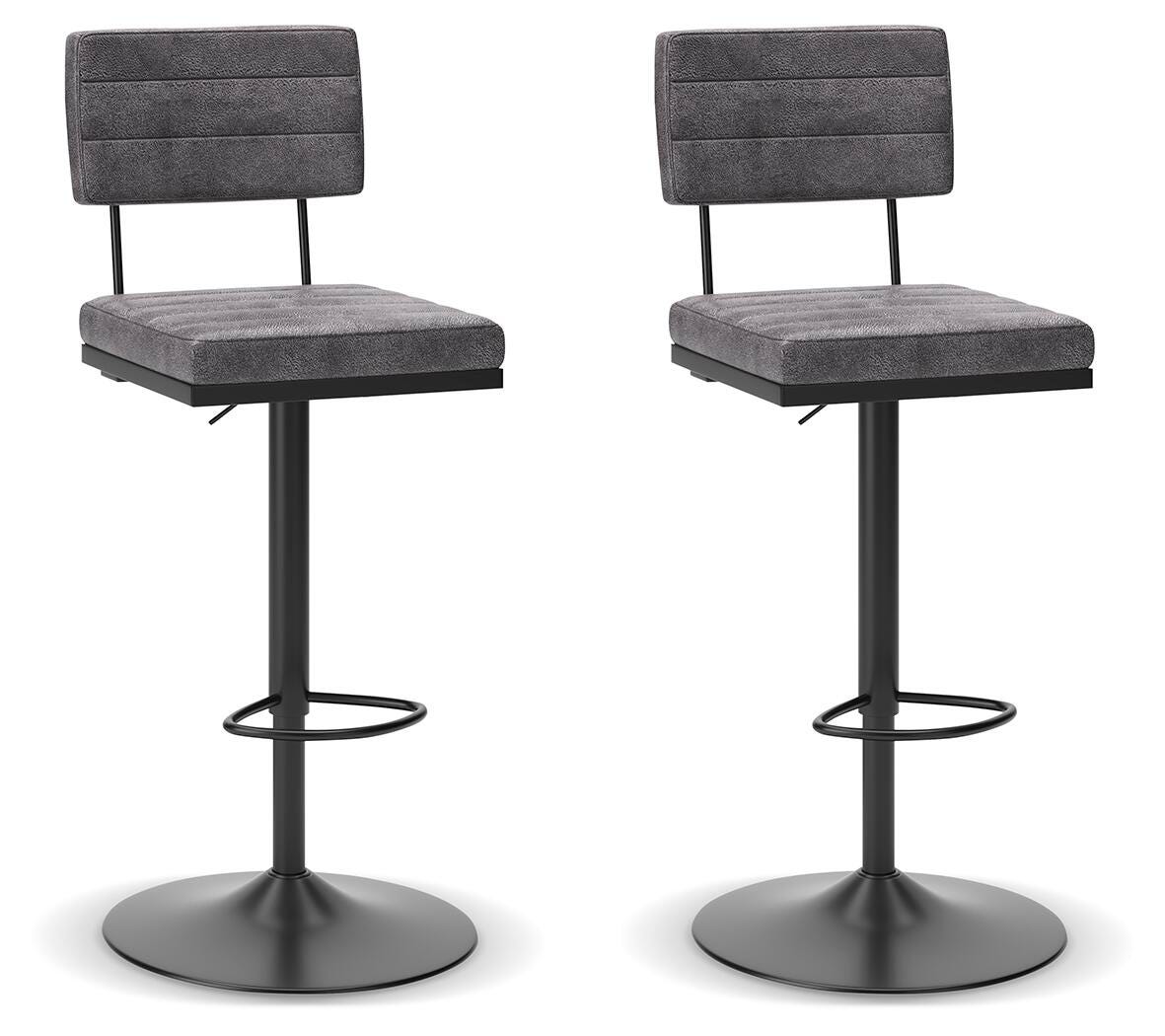 Strumford Gray/Black Bar Height Barstool, Set of 2 from Ashley - Luna Furniture