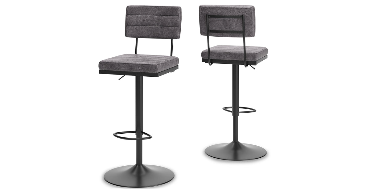 Strumford Gray/Black Bar Height Barstool, Set of 2 from Ashley - Luna Furniture