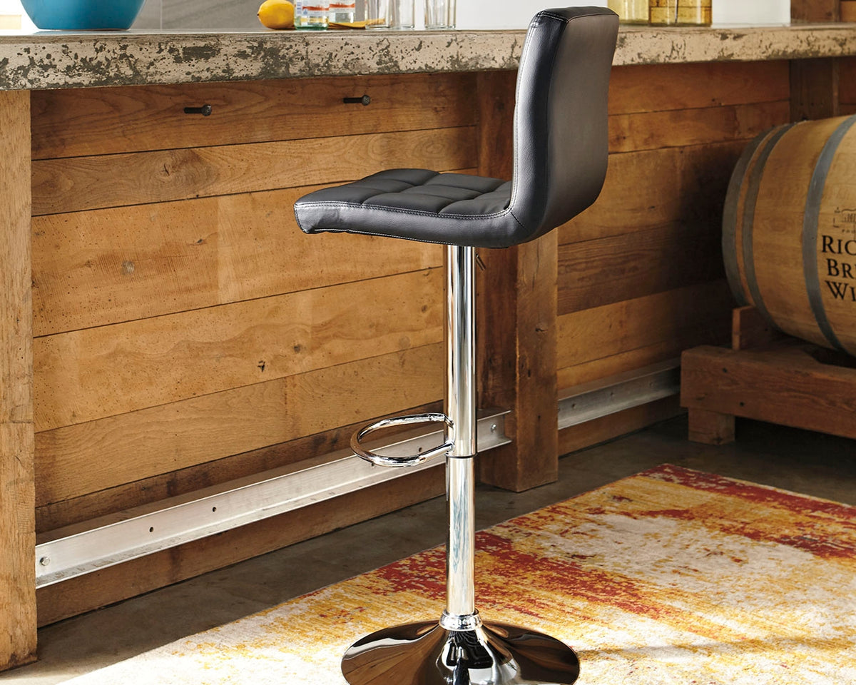 Bellatier Black/Chrome Finish Adjustable Height Barstool, Set of 2 from Ashley Furniture - Luna Furniture