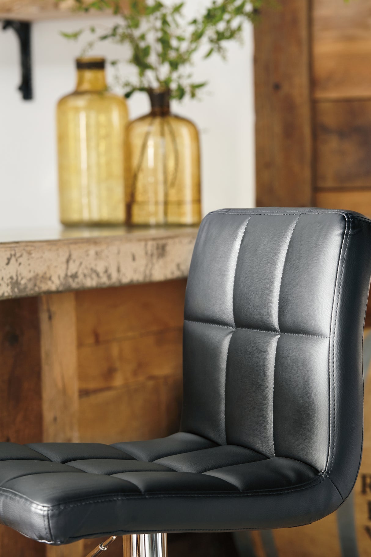 Bellatier Black/Chrome Finish Adjustable Height Barstool, Set of 2 from Ashley Furniture - Luna Furniture
