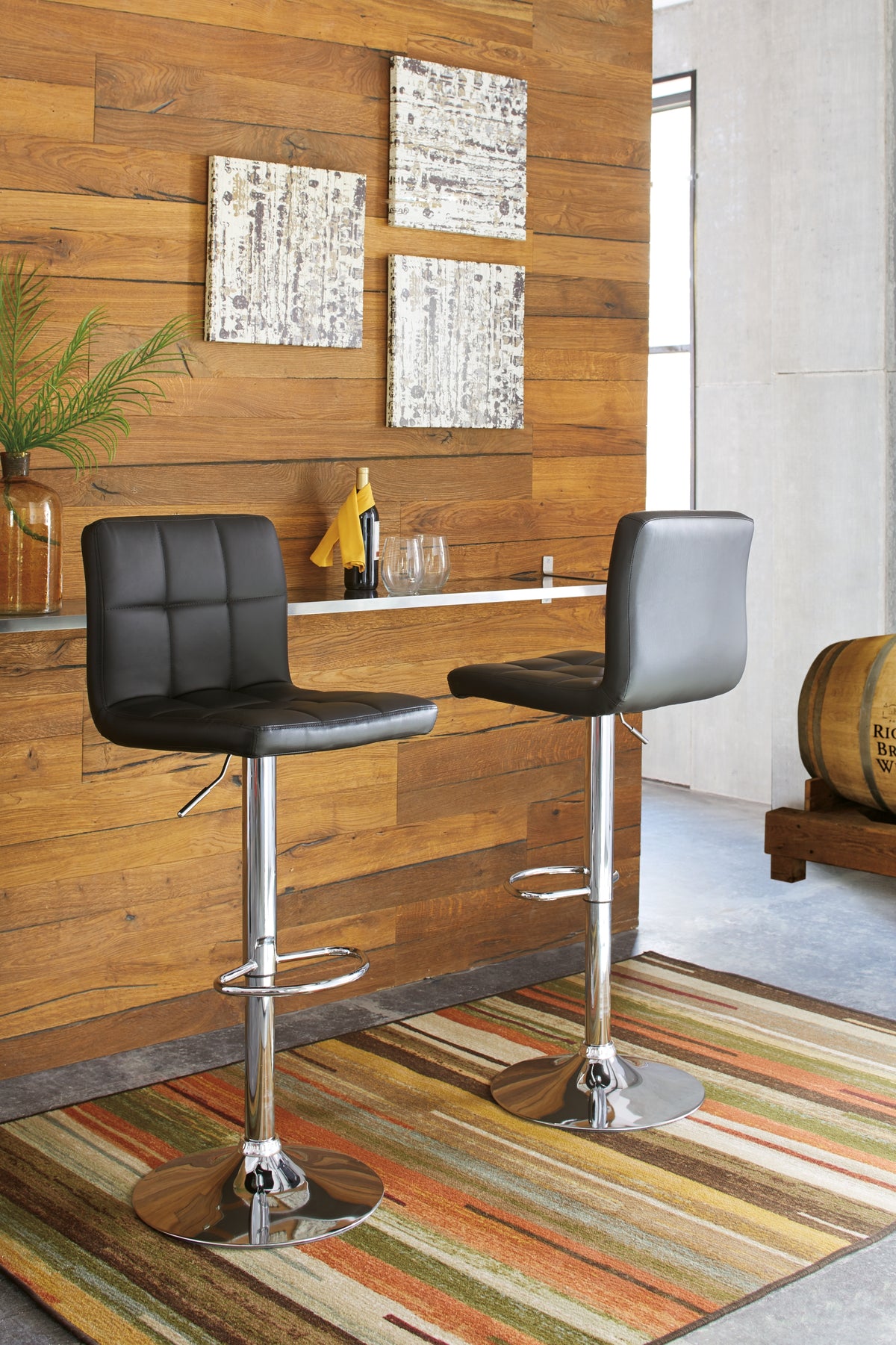 Bellatier Black/Chrome Finish Adjustable Height Barstool, Set of 2 from Ashley Furniture - Luna Furniture