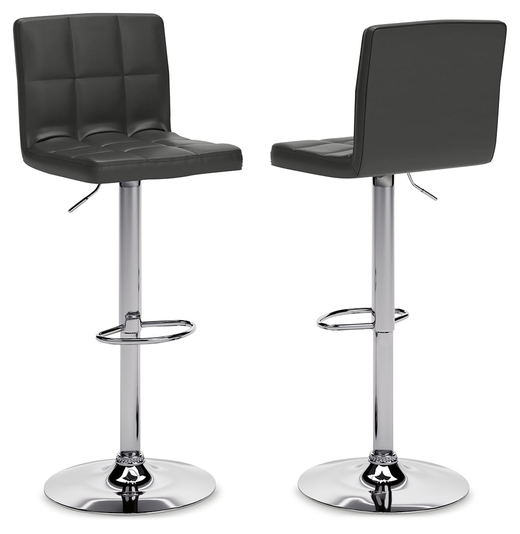 Bellatier Black/Chrome Finish Adjustable Height Barstool, Set of 2 from Ashley Furniture - Luna Furniture