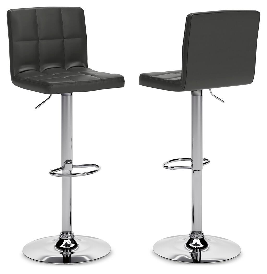 Bellatier Black/Chrome Finish Adjustable Height Barstool, Set of 2 from Ashley Furniture - Luna Furniture