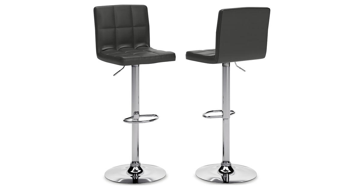 Bellatier Black/Chrome Finish Adjustable Height Barstool, Set of 2 from Ashley Furniture - Luna Furniture