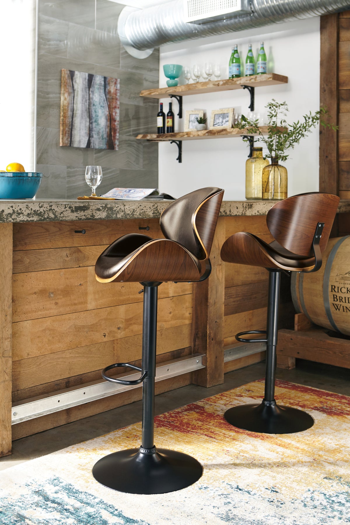 Bellatier Brown Adjustable Height Barstool from Ashley Furniture - Luna Furniture
