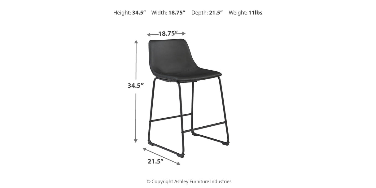 Centiar Black Counter Height Bar Stool (Set of 2) from Ashley Furniture - Luna Furniture