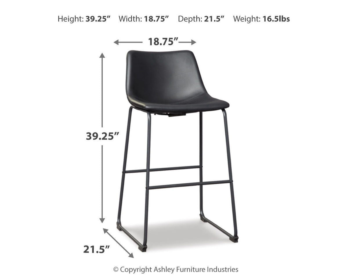 Centiar Black Pub Height Barstool, Set of 2 from Ashley Furniture - Luna Furniture