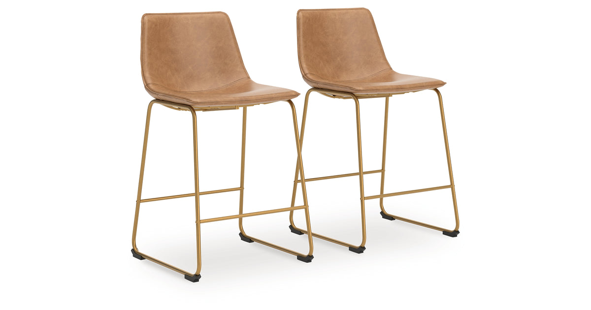 Ciabori Toast/Gold Bar Height Bar Stool, Set of 2 from Ashley Furniture - Luna Furniture