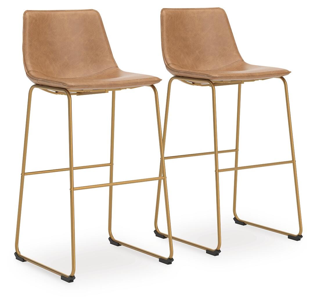 Ciabori Toast/Gold Bar Height Bar Stool, Set of 2 from Ashley Furniture - Luna Furniture