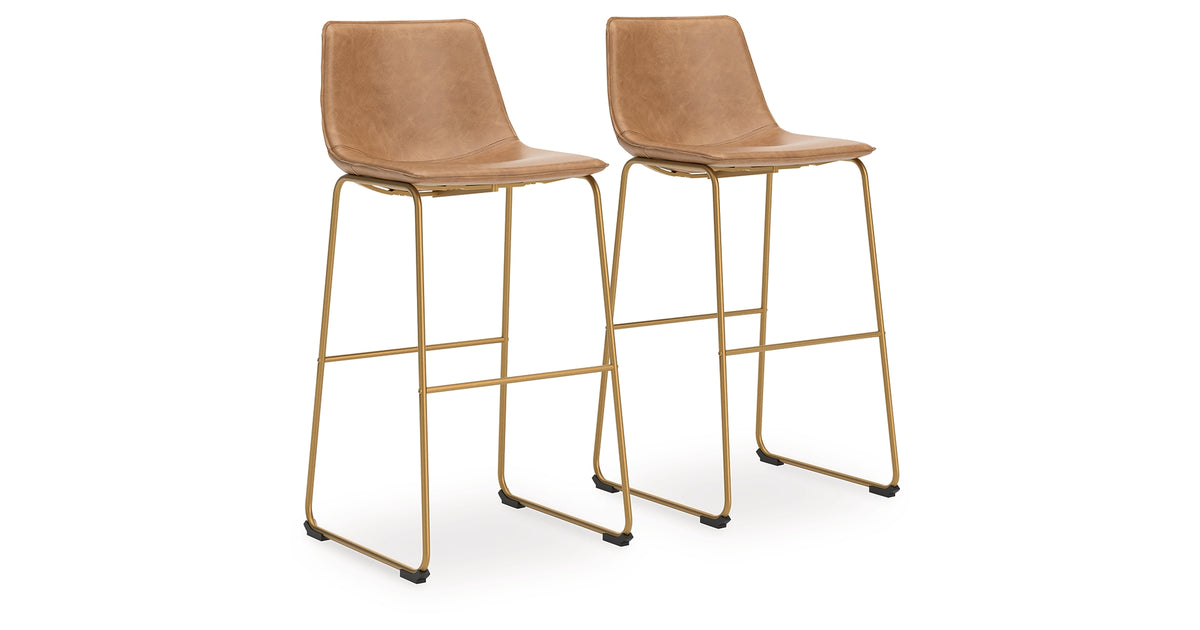 Ciabori Toast/Gold Bar Height Bar Stool, Set of 2 from Ashley Furniture - Luna Furniture