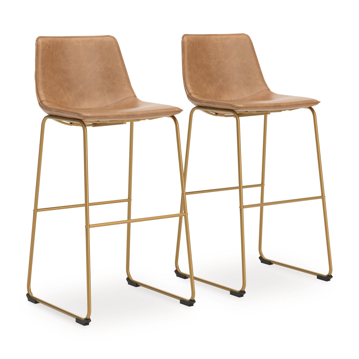 Ciabori Toast/Gold Bar Height Bar Stool, Set of 2 from Ashley Furniture - Luna Furniture