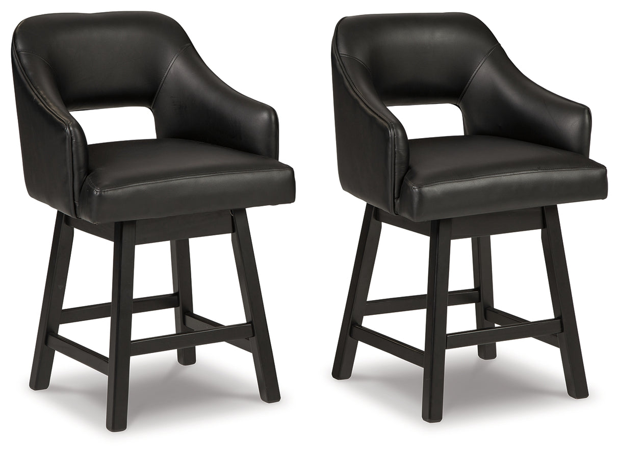 Tallenger Black/Dark Brown Counter Height Barstool, Set of 2 from Ashley - Luna Furniture