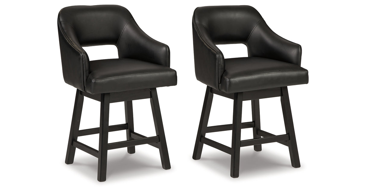 Tallenger Black/Dark Brown Counter Height Barstool, Set of 2 from Ashley Furniture - Luna Furniture