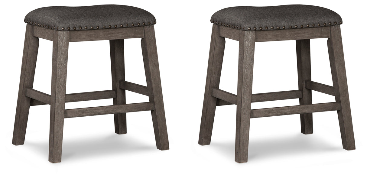 Caitbrook Gray Counter Height Upholstered Barstool, Set of 2 from Ashley - Luna Furniture