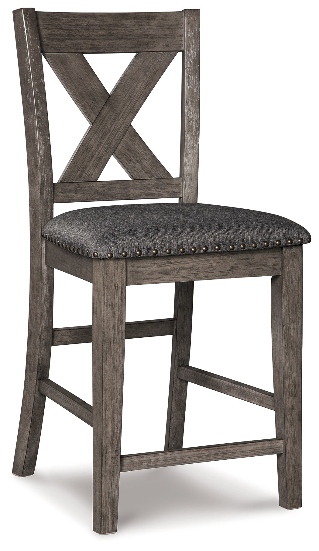 Caitbrook Gray Counter Height Upholstered Barstool, Set of 2 from Ashley - Luna Furniture