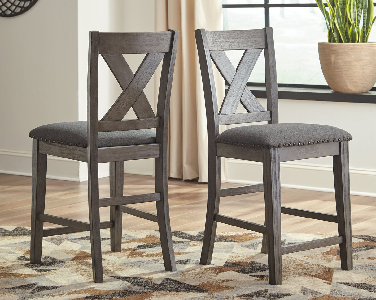 Caitbrook Gray Counter Height Upholstered Barstool, Set of 2 from Ashley Furniture - Luna Furniture