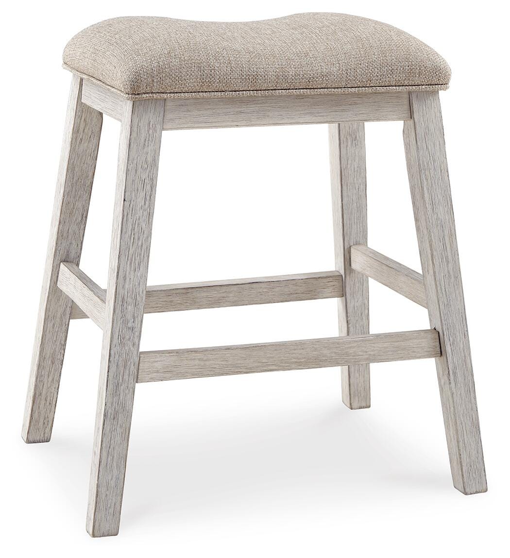 Skempton White/Light Brown Counter Height Barstool, Set of 2 from Ashley Furniture - Luna Furniture