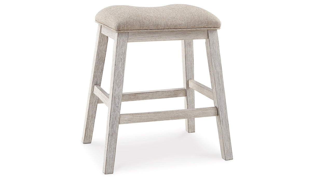 Skempton White/Light Brown Counter Height Barstool, Set of 2 from Ashley Furniture - Luna Furniture