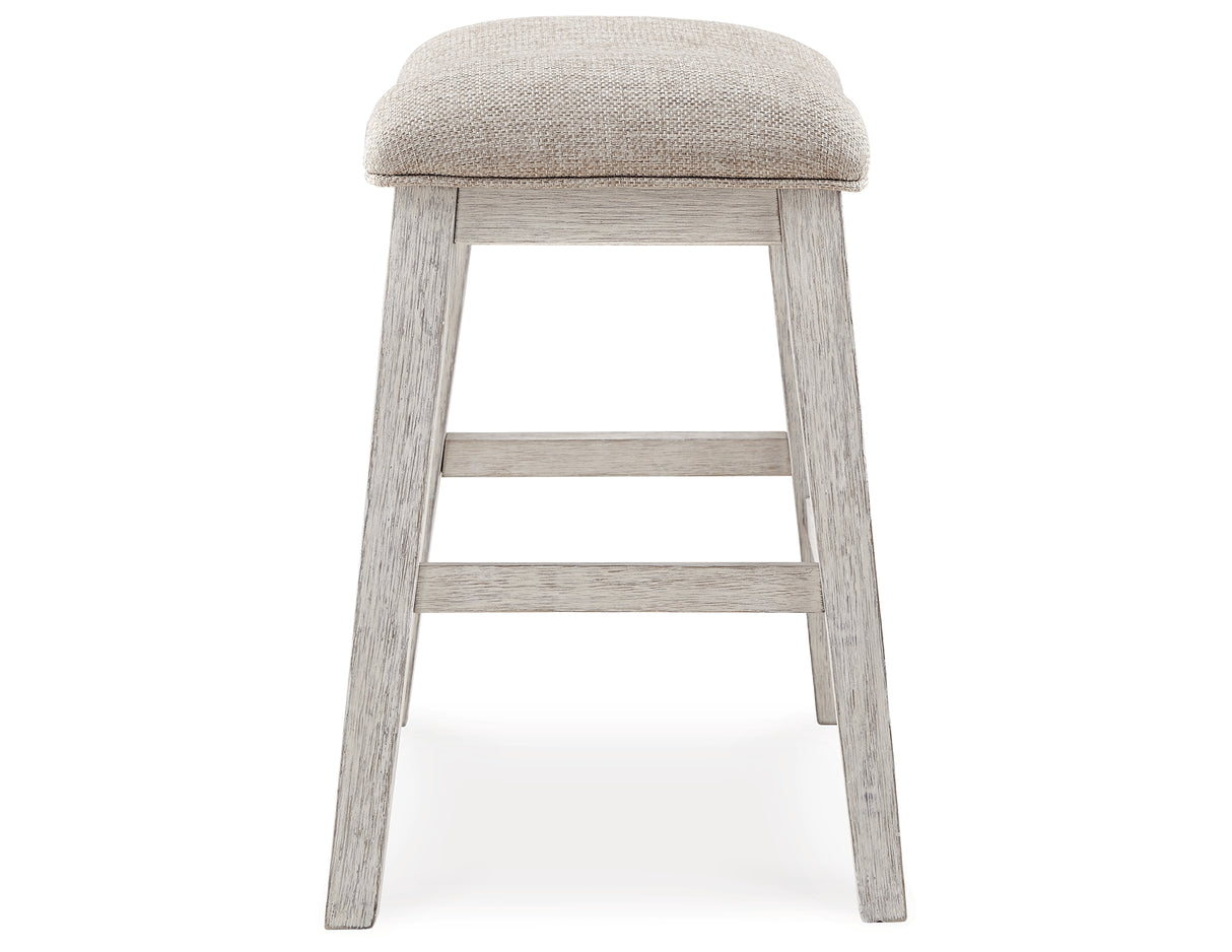 Skempton White/Light Brown Counter Height Barstool, Set of 2 from Ashley Furniture - Luna Furniture