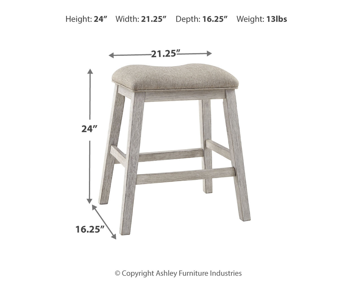 Skempton White/Light Brown 3-Piece Counter Height Set with Stools from Ashley - Luna Furniture
