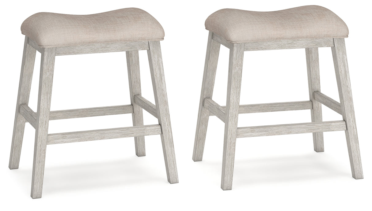 Skempton White/Light Brown Counter Height Bar Stool, Set of 2 from Ashley Furniture - Luna Furniture