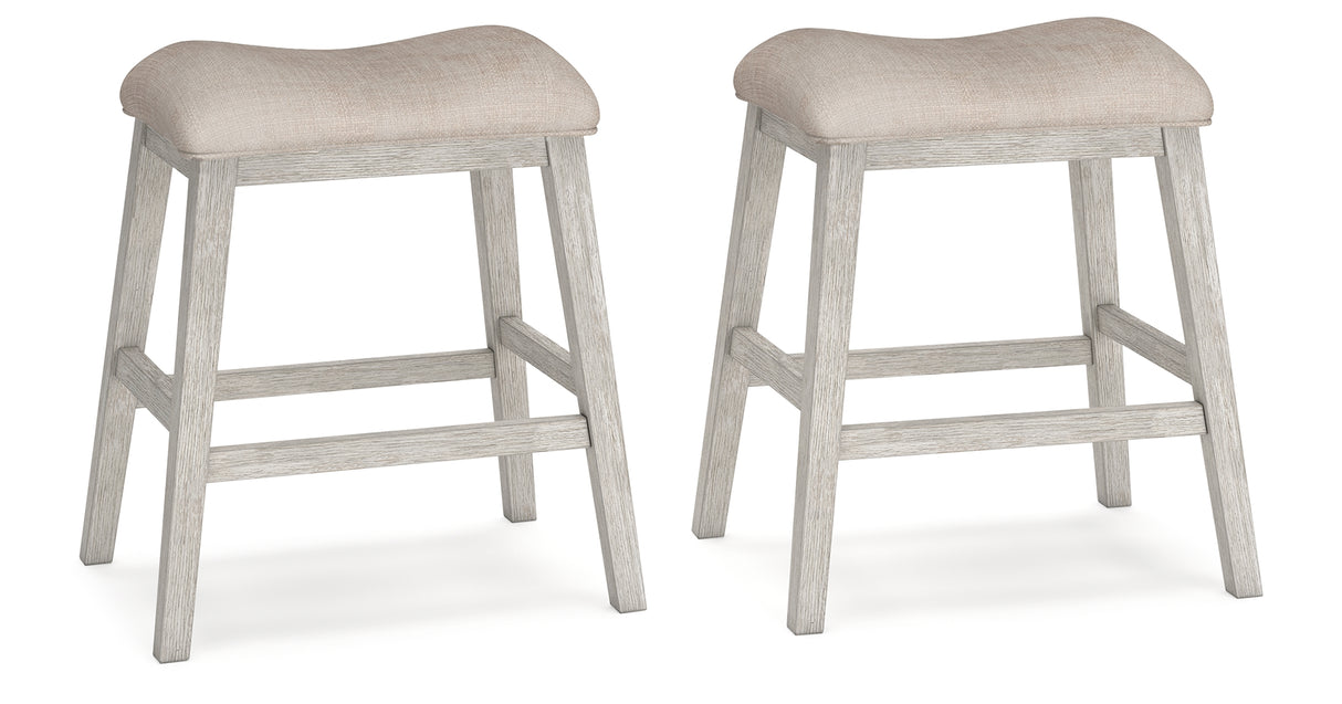 Skempton White/Light Brown Counter Height Barstool, Set of 2 from Ashley Furniture - Luna Furniture