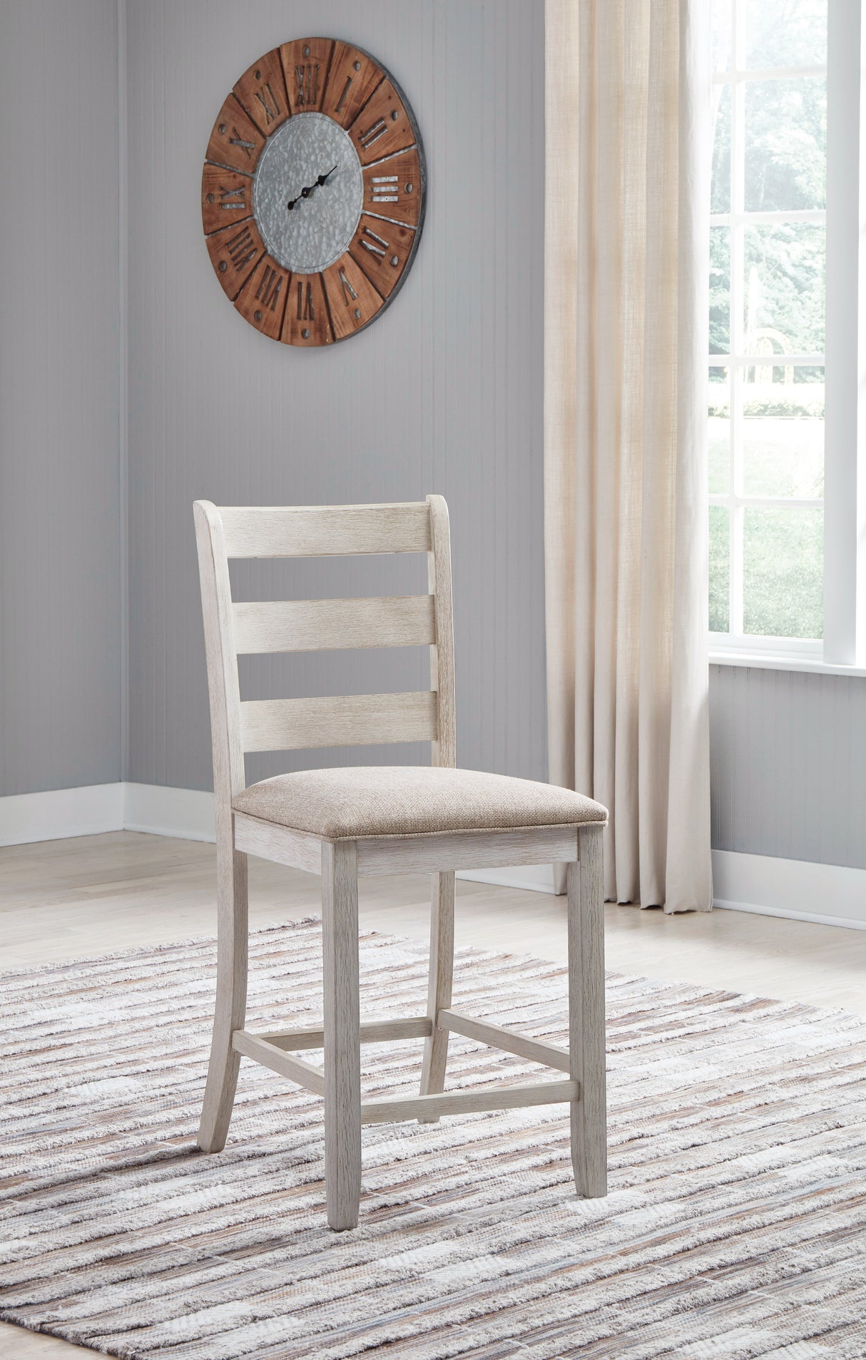 Skempton White/Light Brown Counter Height Bar Stool, Set of 2 from Ashley - Luna Furniture
