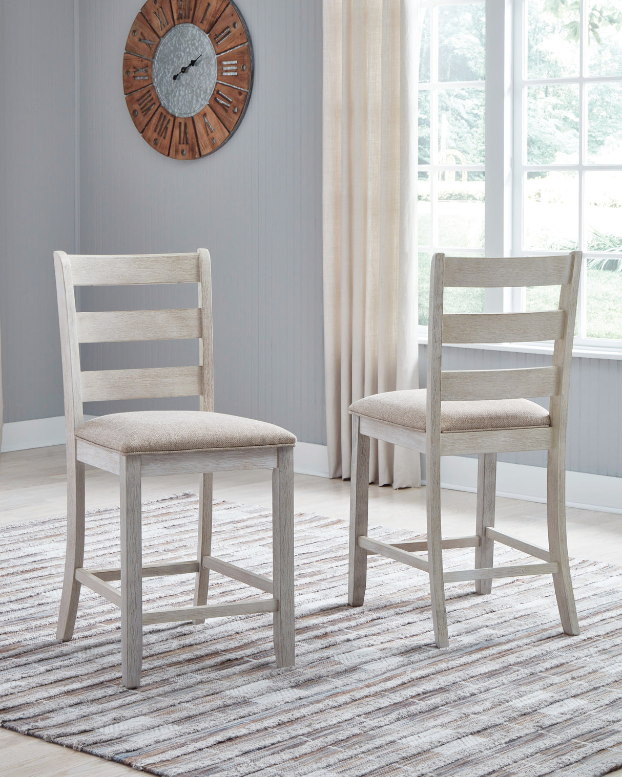 Skempton White/Light Brown Counter Height Bar Stool, Set of 2 from Ashley - Luna Furniture