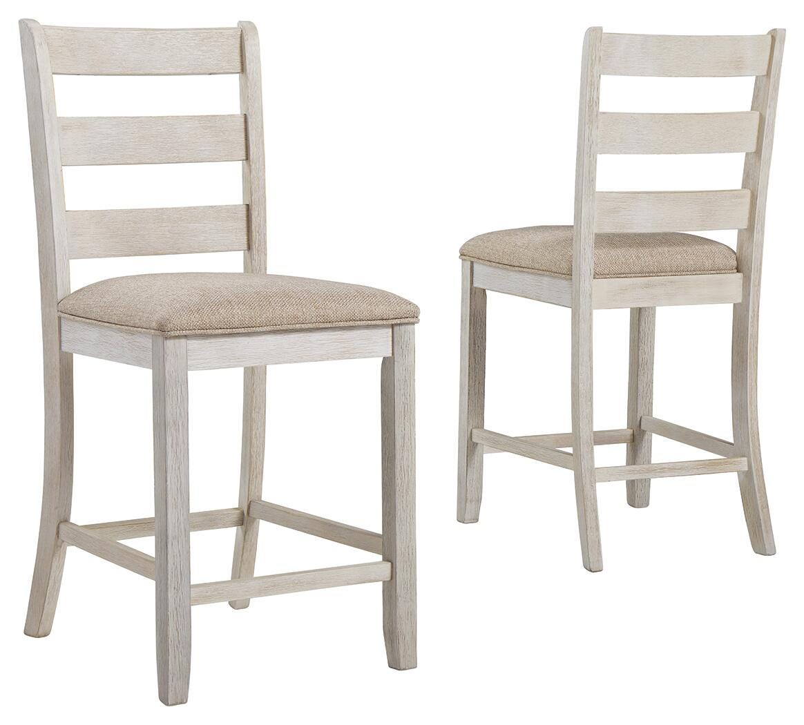 Skempton White/Light Brown Counter Height Chair, Set of 2 from Ashley Furniture - Luna Furniture