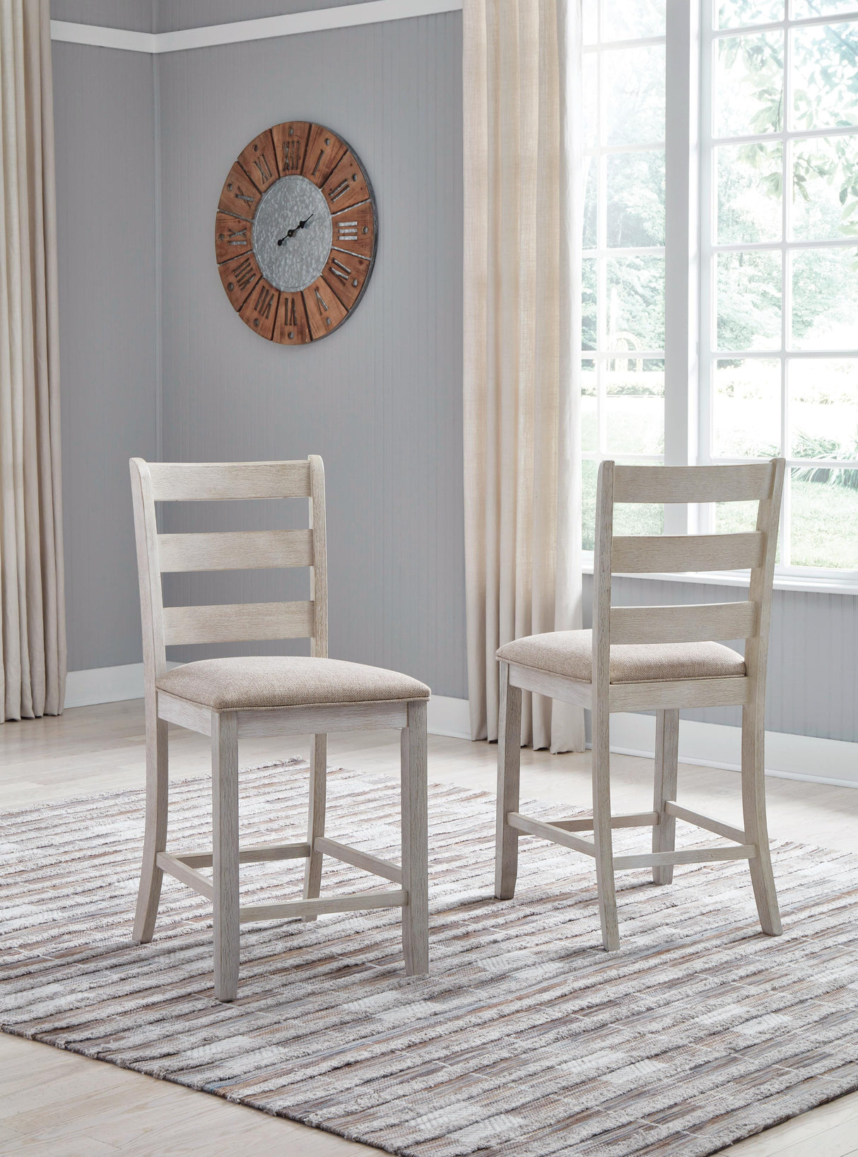 Skempton White/Light Brown Counter Height Chair, Set of 2 from Ashley Furniture - Luna Furniture