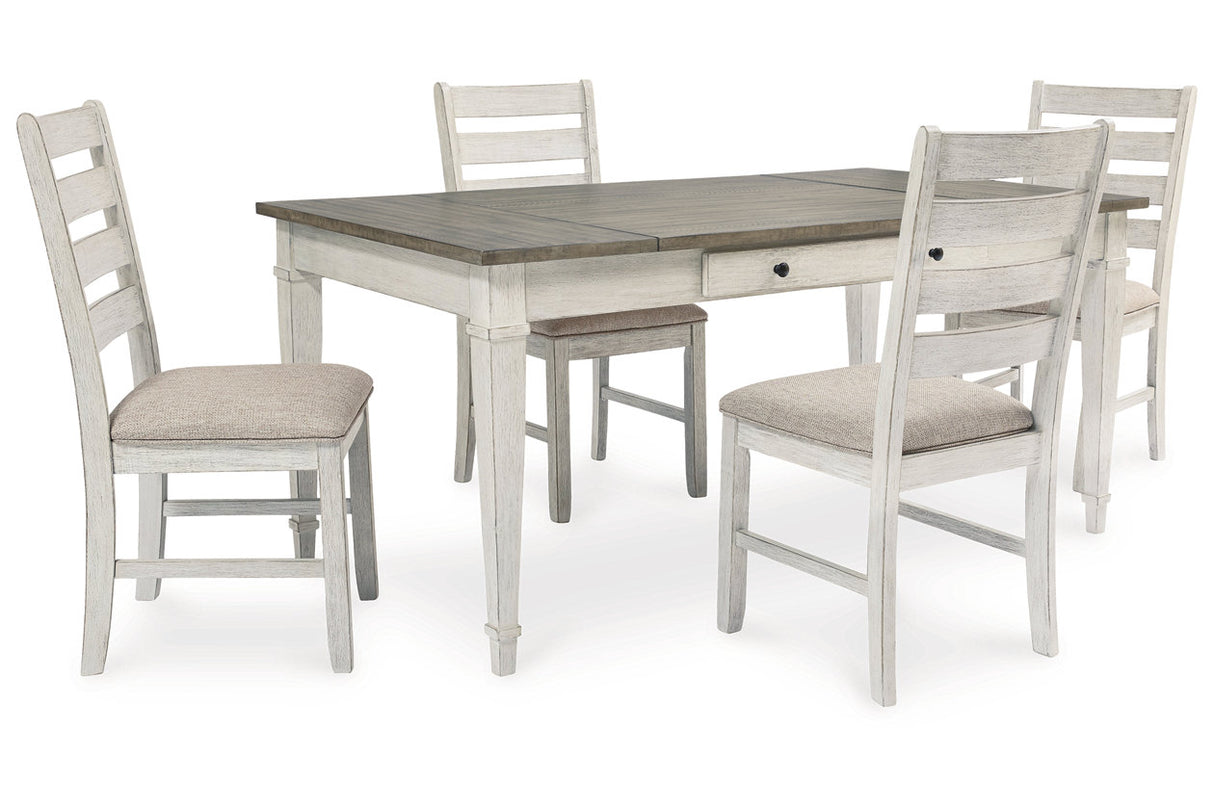 Skempton White/Light Brown Dining Table and 4 Chairs from Ashley Furniture - Luna Furniture