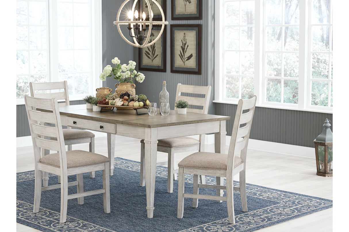 Skempton White/Light Brown Dining Table and 4 Chairs from Ashley Furniture - Luna Furniture
