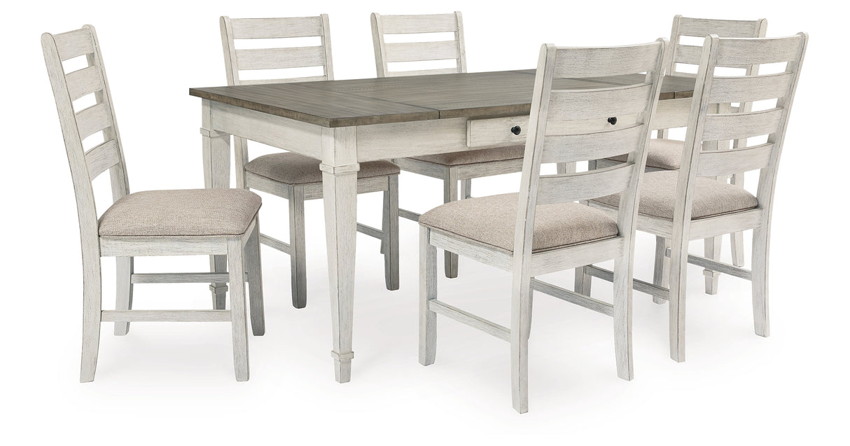 Skempton White/Light Brown Dining Table and 6 Chairs from Ashley - Luna Furniture