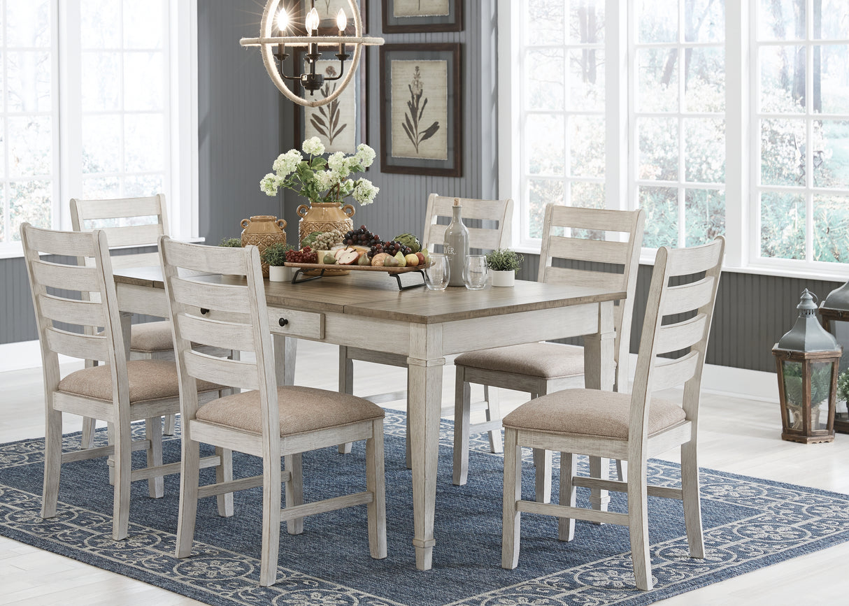 Skempton White/Light Brown Dining Table and 6 Chairs from Ashley - Luna Furniture