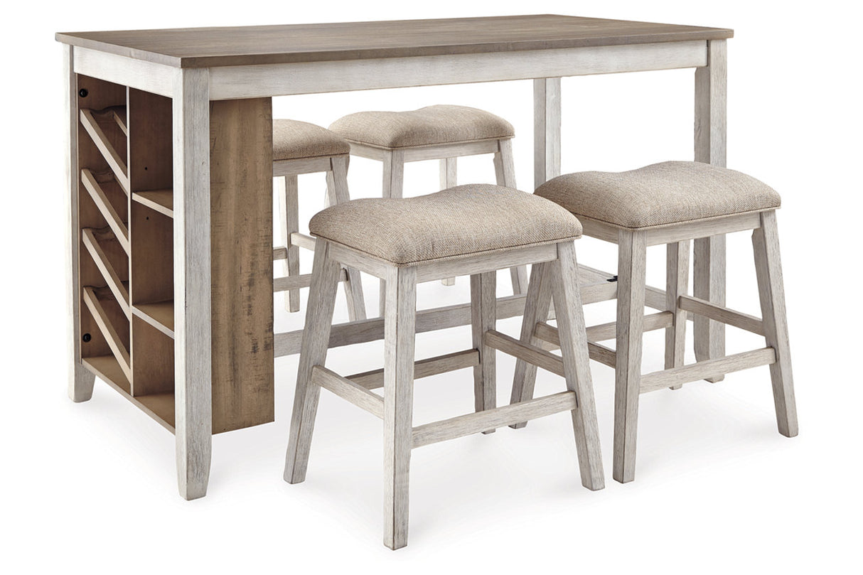 Skempton White/Light Brown Counter Height Dining Table and 4 Barstools from Ashley Furniture - Luna Furniture