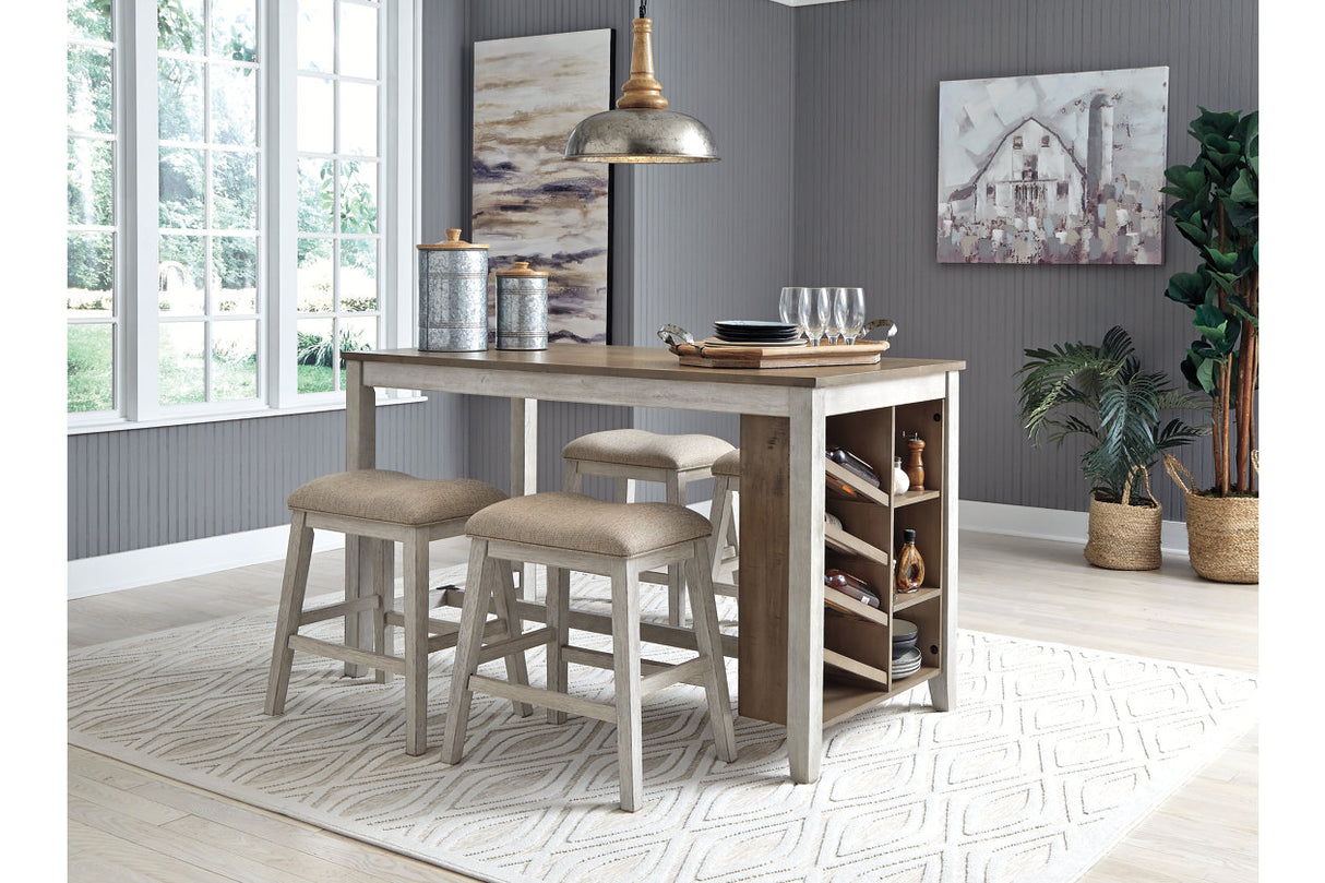 Skempton White/Light Brown Counter Height Dining Table and 4 Barstools from Ashley Furniture - Luna Furniture