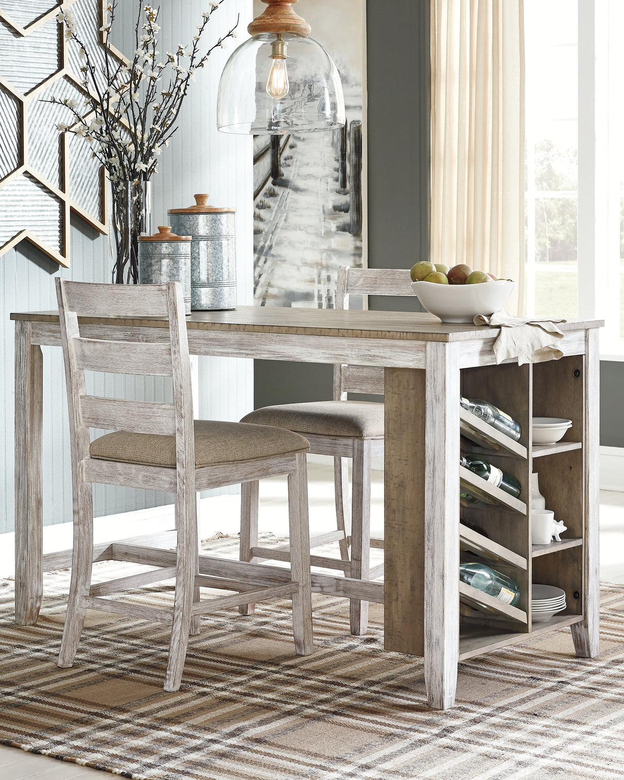 Skempton White/Light Brown Counter Height Dining Table from Ashley - Luna Furniture