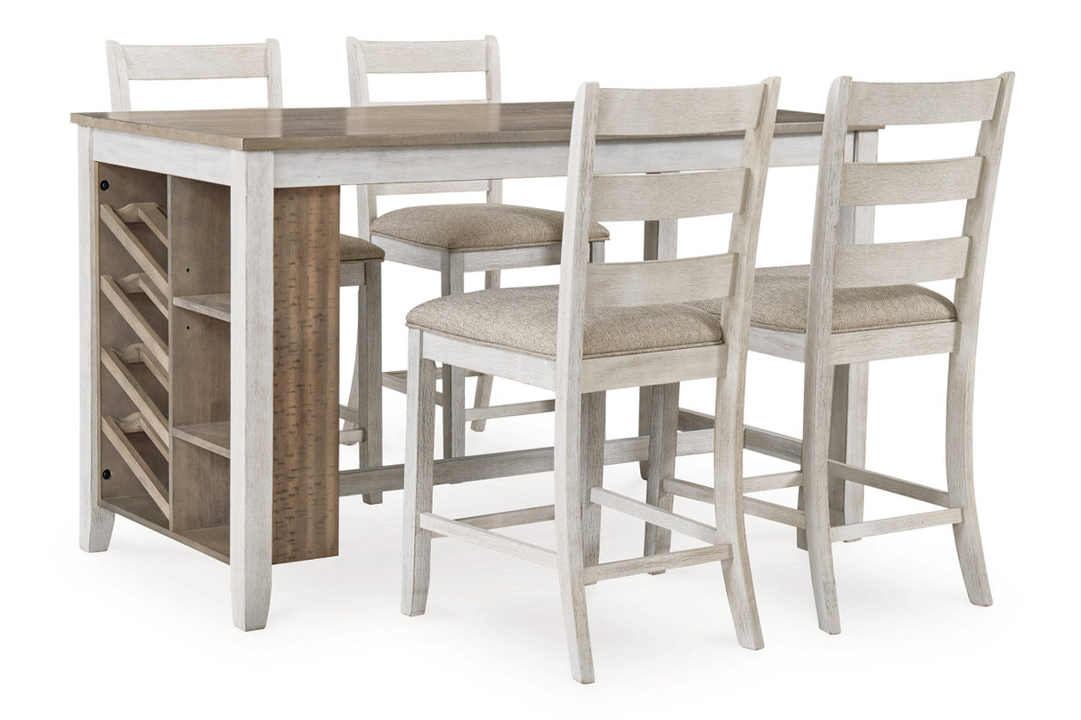 Skempton White/Light Brown Counter Height Dining Table and 4 Barstools from Ashley Furniture - Luna Furniture