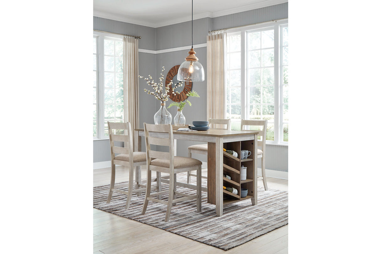 Skempton White/Light Brown Counter Height Dining Table and 4 Barstools from Ashley Furniture - Luna Furniture