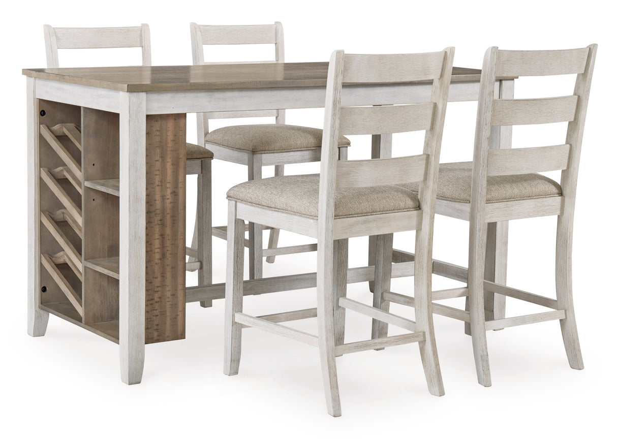Skempton Counter Height Dining Table and 2 Barstools in White/Light Brown from Ashley - Luna Furniture