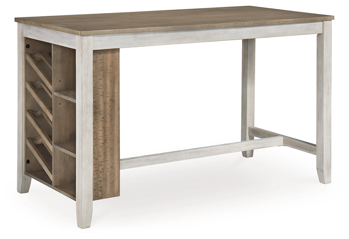 Skempton White/Light Brown 3-Piece Counter Height Set with Stools from Ashley - Luna Furniture
