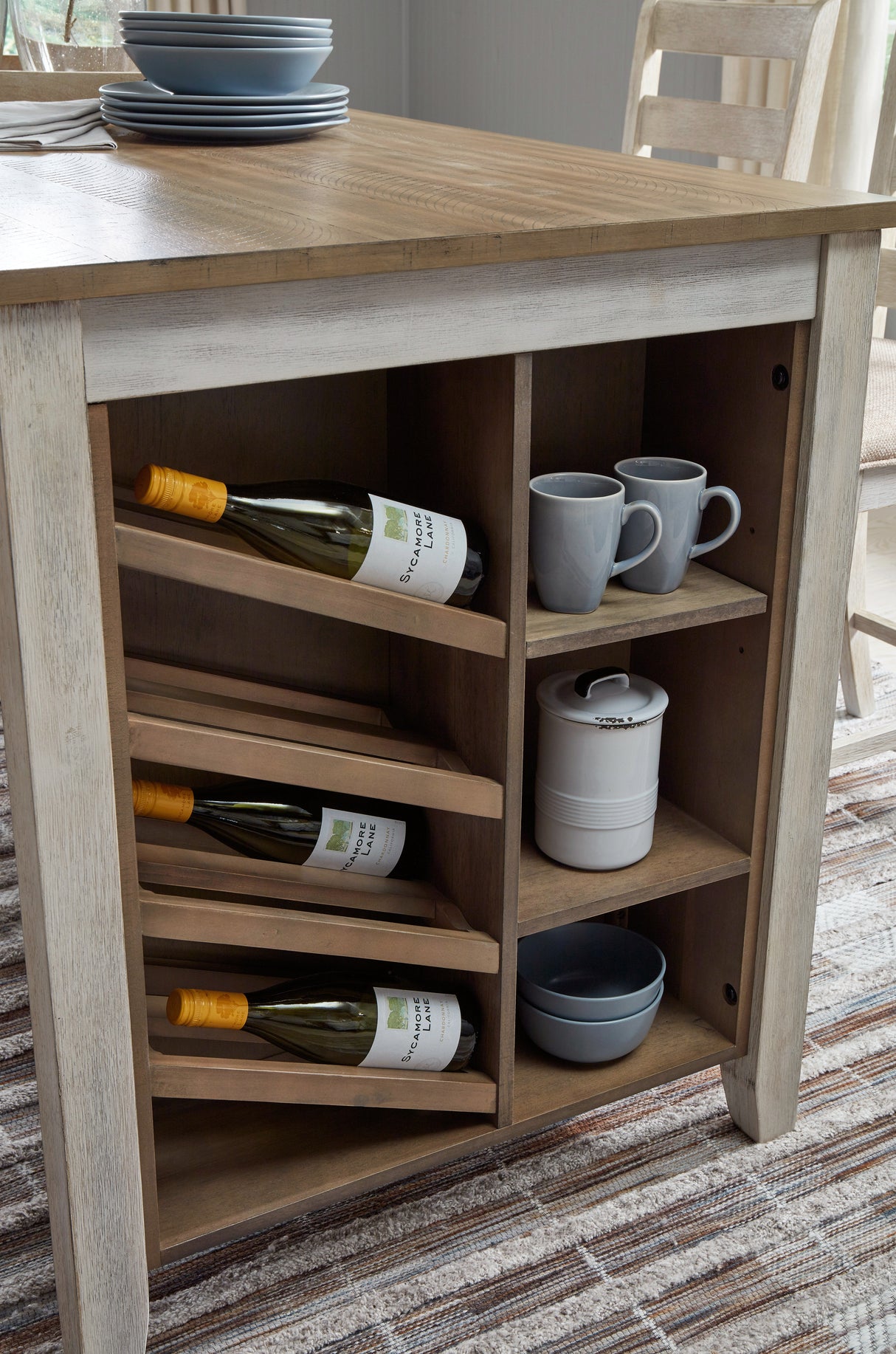 Skempton White/Light Brown 3-Piece Counter Height Set with Stools from Ashley - Luna Furniture