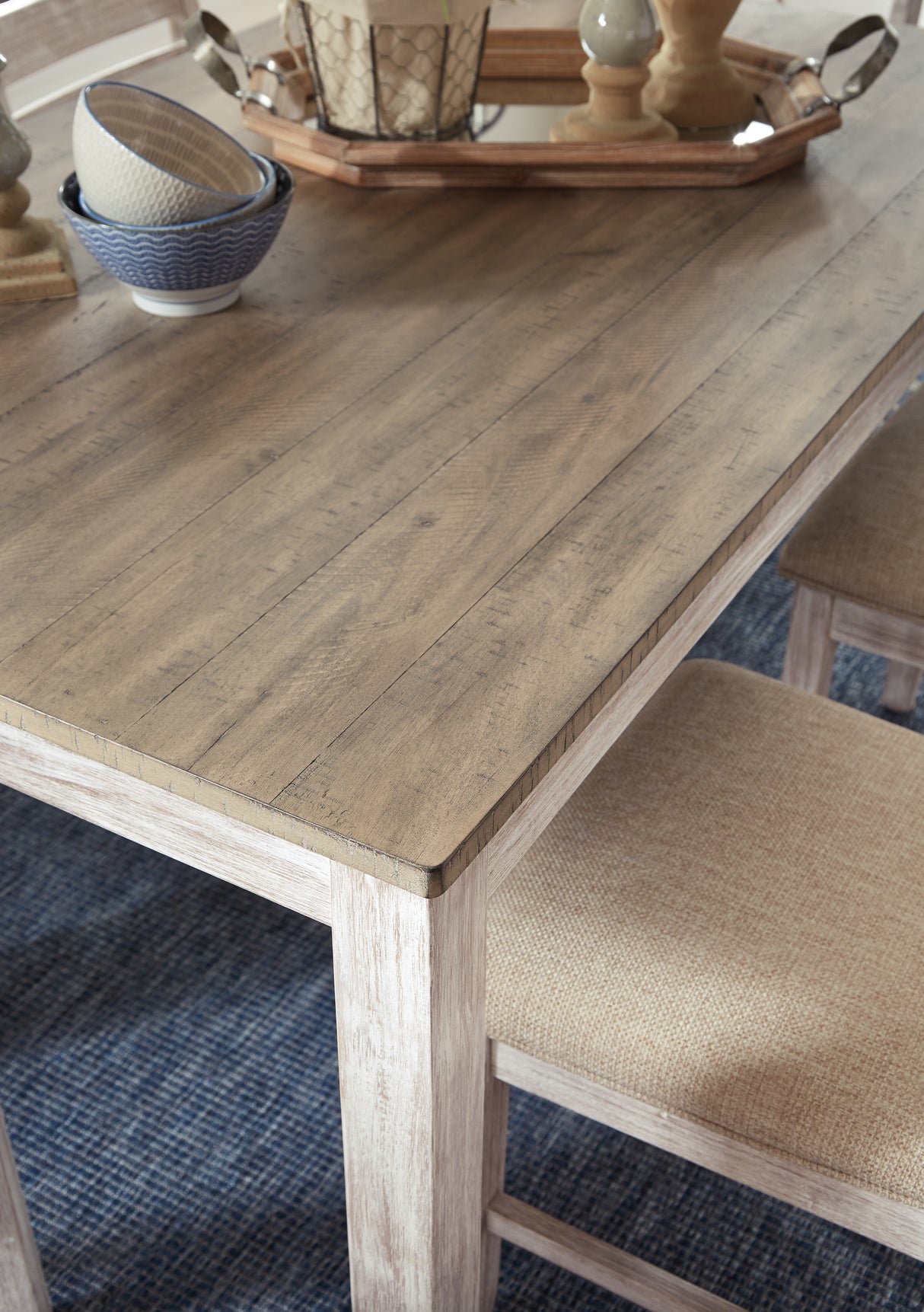 Skempton White/Light Brown Counter Height Dining Table and 4 Barstools from Ashley Furniture - Luna Furniture