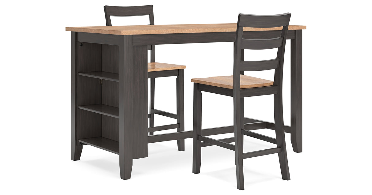 Gesthaven Natural/Brown Counter Height Dining Table and 2 Barstools from Ashley - Luna Furniture