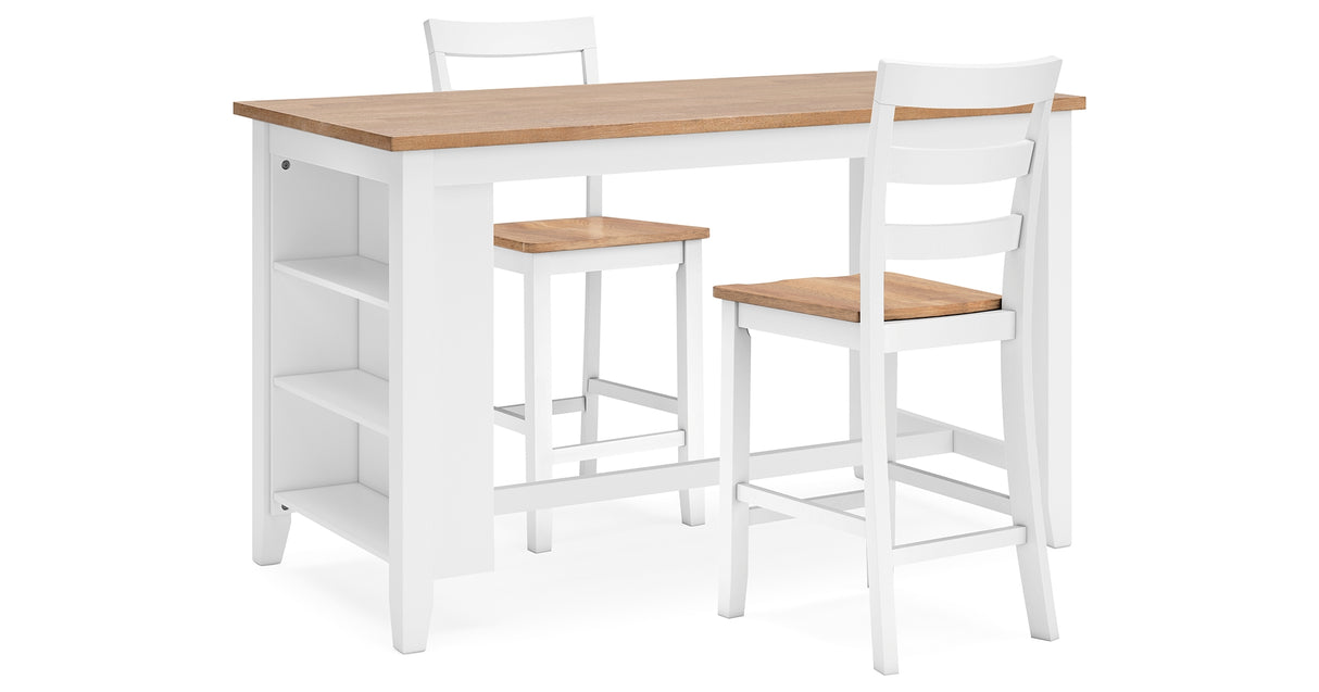 Gesthaven Natural/White Counter Height Dining Table and 2 Barstools from Ashley - Luna Furniture